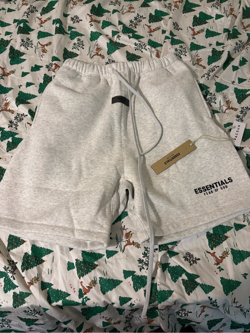 Essentials Light Gray Fleece Drawstring Shorts BRAND NEW WITH TAGS